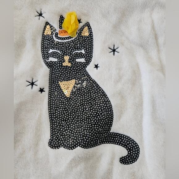 Kensie Girl sequined black cat cream sweater size 5 girls - Picture 2 of 6